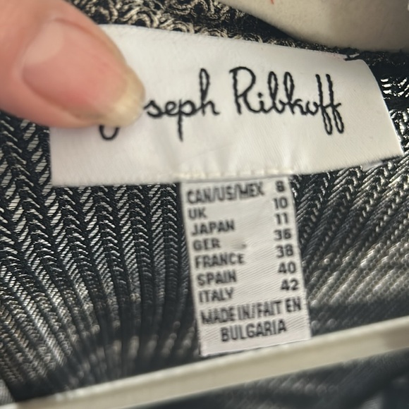 Joseph Ribkoff Black Beige Abstract Wired Collar Semi-Sheer Tunic Jacket Size 8 - Picture 5 of 7